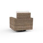Rear view showing weathered tobacco wicker texture of Havana Swivel Club Rocker