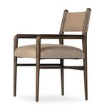 Side profile of dining chair highlighting armrest and seat depth