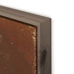 close-up of painting corner showing wood frame texture and edge details with paint chipping