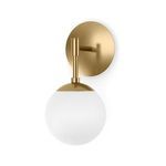 Sunset Sconce with globe inverted, brass mount and arm visible above globe