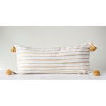Product Image 1 for Megan Striped Mustard Lumbar Pillow With Tassels from Creative Co-Op