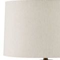 Beige drum lampshade close-up showing fabric texture and metal hardware