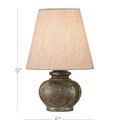 Piccolo Mini Table Lamp with size dimensions showing 9 inches tall and 6 inches wide.