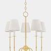 Amina Chandelier side view highlighting slender arms and round links on suspension chain