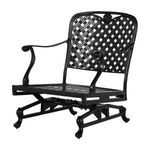 Black aluminum frame without cushions, showcasing lattice back and seat