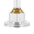 Close-up of bottom section of Lothian lamp showing clear optic crystal base and brass metal