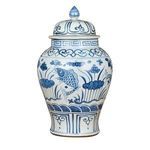 Product Image 1 for Blue & White Porcelain Temple Jar Fish Lotus Motif from Legend of Asia