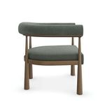 Bali Curved Club Chair with sage green mohair-velvet upholstery, rounded bolster back and arms, exposed wood frame and tap...