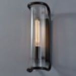 Alternate view of sconce showing darker metal tone on bulb holders and wall mount