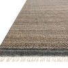 Close-up angled view showing chevron pattern details, textured weaving, and fringe along one edge
