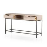 Top view angle revealing open drawers on both sides with dovetail joints