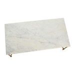 Overhead view focusing on the rectangular marble tabletop's full surface and subtle veining