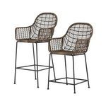 Side view showing curved wicker armrest and woven backrest pattern