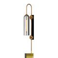 Severn Wall Sconce with smoke textured glass shade, gold metal finish, and vertical dimmer switch