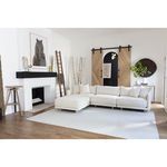 Living room featuring Styx Vertical Pendant with black metal base seen through sliding wood doors