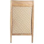Rear view without cushion showing consistent woven pattern and framed teak edges