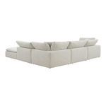Rear diagonal angle of sectional emphasizing cushion back support and overall modular blocky shape