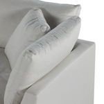 Close-up of the sofa's left armrest and cushion stitching detail