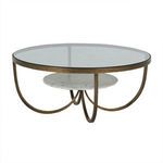 Product Image 8 for Wilbur Forged Champagne Iron and Tempered Glass Round Coffee Table from Gabby