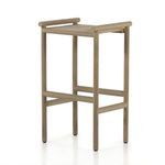 Kyla stool without cushion showing natural teak slat seat from top-back angle