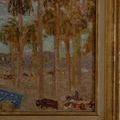 Close-up of lower right corner showing detailed texture of canvas and subtle color variations.