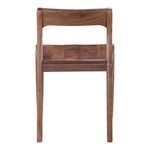 Rear view showing curved backrest connecting two vertical supports on walnut chair