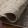 Folded edge of Milena Linen Midnight Rug showing texture and dense weave