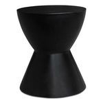 Hourglass Outdoor Stool in black with a modern hourglass shape made of concrete and fiber blend