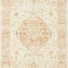 Rosette Ivory / Terracotta Rug with classic vintage medallion pattern and soft plush texture in muted ivory and warm terra...