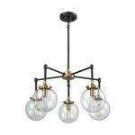 Product Image 2 for Boudreaux 5 Light Chandelier In Matte Black And Antique Gold With Sphere Shaped Glass from Elk Lighting