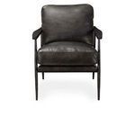 Arnold Leather Club Chair front view showing smooth leather cushions and slender armrests