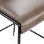 Detailed shot of leather upholstery stitching around seat edges