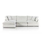 Front view of the sectional showcasing cushion arrangement and sofa length