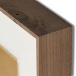 Close-up of the smooth rustic walnut wood frame showing grain and corner joinery