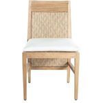 Right side profile showing chair frame, woven seat, and back without white cushion