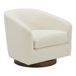 Oscy swivel chair angled view showing curved armrest and seat cushion
