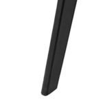 Close-up of tapered black wooden leg covered with leather with fine stitching detail