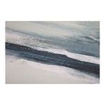 Close-up of textured brushstrokes with dark blue and white layered paint on canvas surface