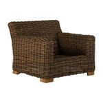 Montauk Raffia Lounge chair without cushions showing brown woven raffia on front three-quarter view