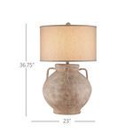 Close-up of terracotta handles and weathered finish details on Pompeii Table Lamp