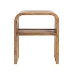 Front view emphasizing the open shelf and curved edges of the Cascade Waterfall Edge Side Table