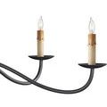 Close-up side view of two faux candle lights showing wax drip details on black arms