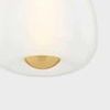 Close up of Scranton Pendant’s frosted glass shade with visible gold metal diffuser at bottom