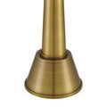 Side view of Saunter Brass Cordless Table Lamp showing gold metal body and cream tapered drum shade