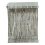Tullia Accent Table in taupe marble with sculptural I-beam form, smooth polished surface, and rounded top edges