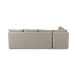 Back view displaying the smooth straight slipcovered back panels of the banquette
