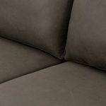 Close-up of the two seat cushions meeting with clean edges and smooth leather texture