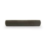 Top-down view of the olive bolster pillow showing smooth velvet surface and uniform color