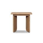 Rear view showing vertical teak panels and gap lines on table back
