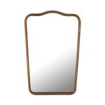 Keyes mirror with aged brass scalloped cast aluminum frame in vintage-inspired Art Deco style